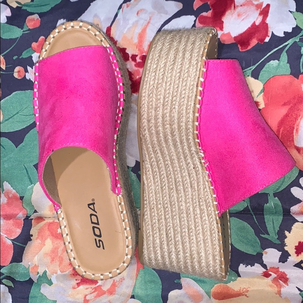 Hot pink platform sandal